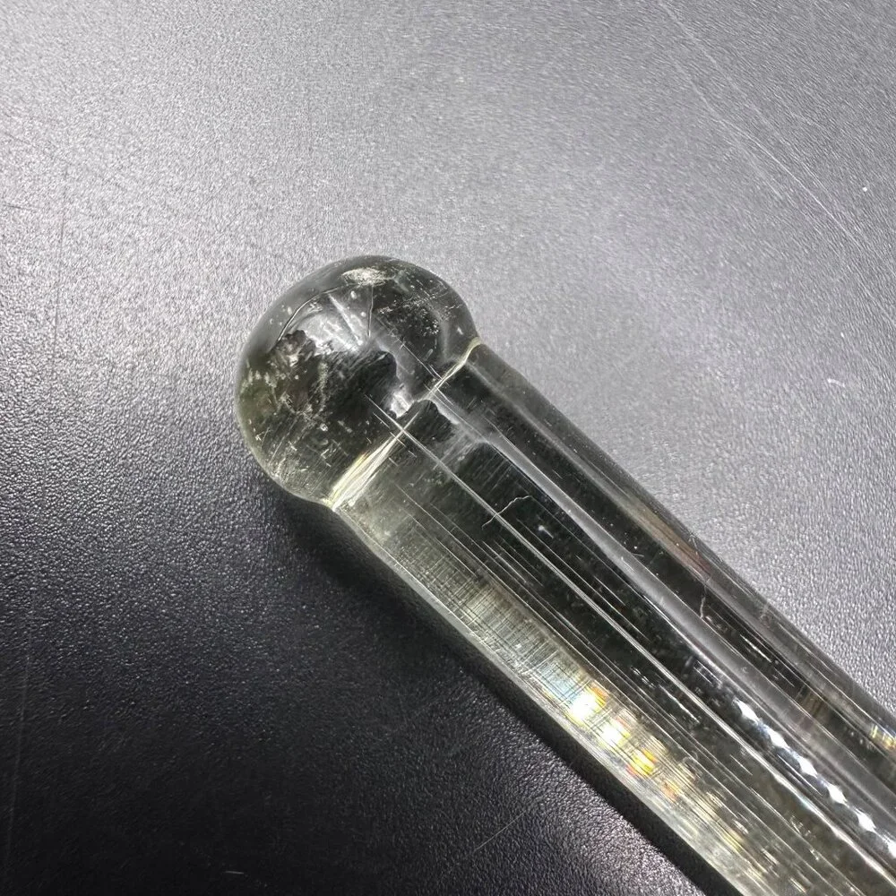 Vintage Clear Glass Curtain Towel Rod Uranium Glows Retro Decor 17.5 In